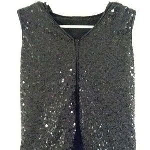 Sequin Sleeveless Zip Up Hoodie